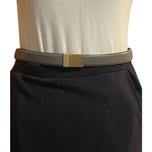 Vintage Pierre Cardin grey leather with gold buckle belt